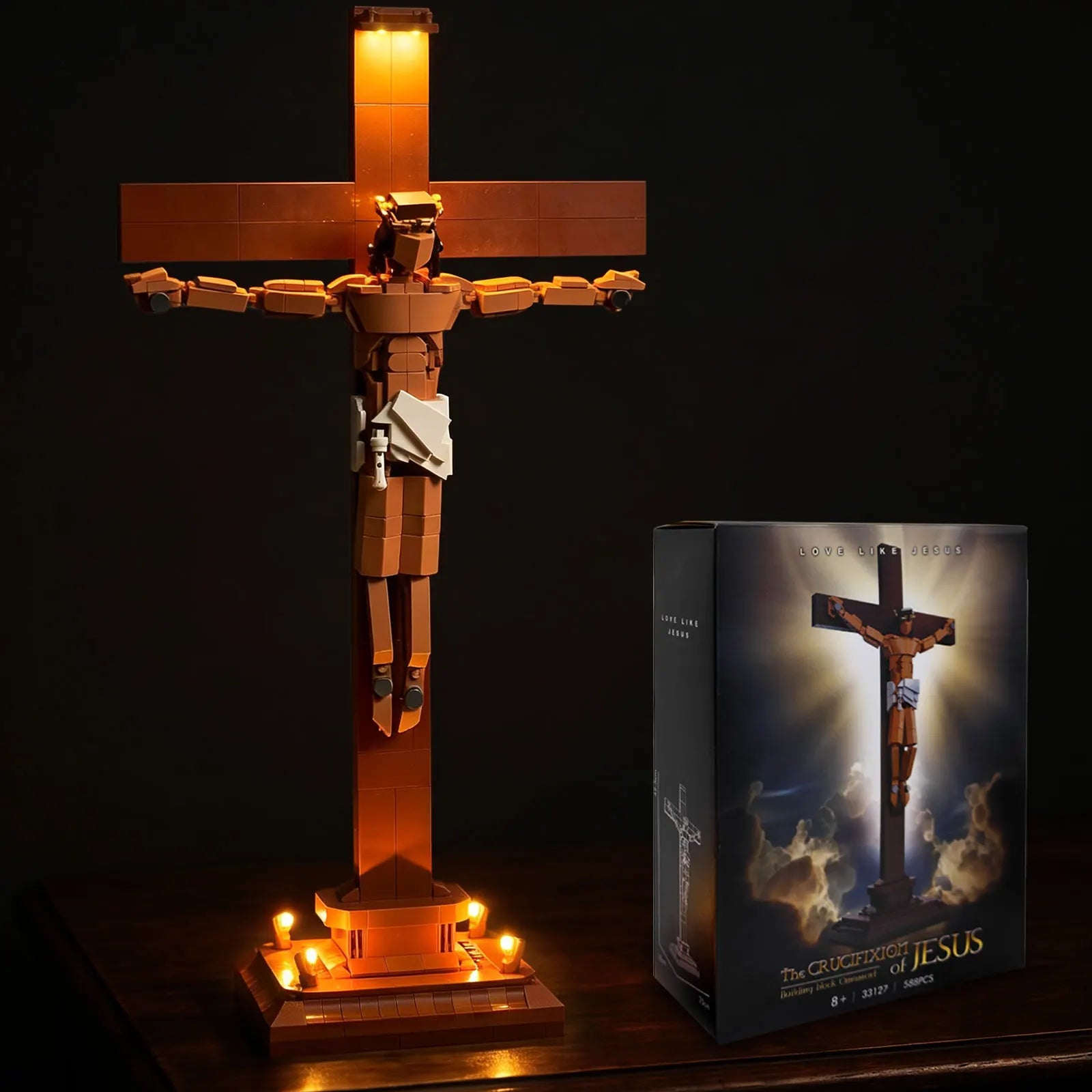 588 PCS Jesus Crucifix MOC Building Blocks,model of the crucifixion of Jesus,assembly building block DIY Creative Gifts